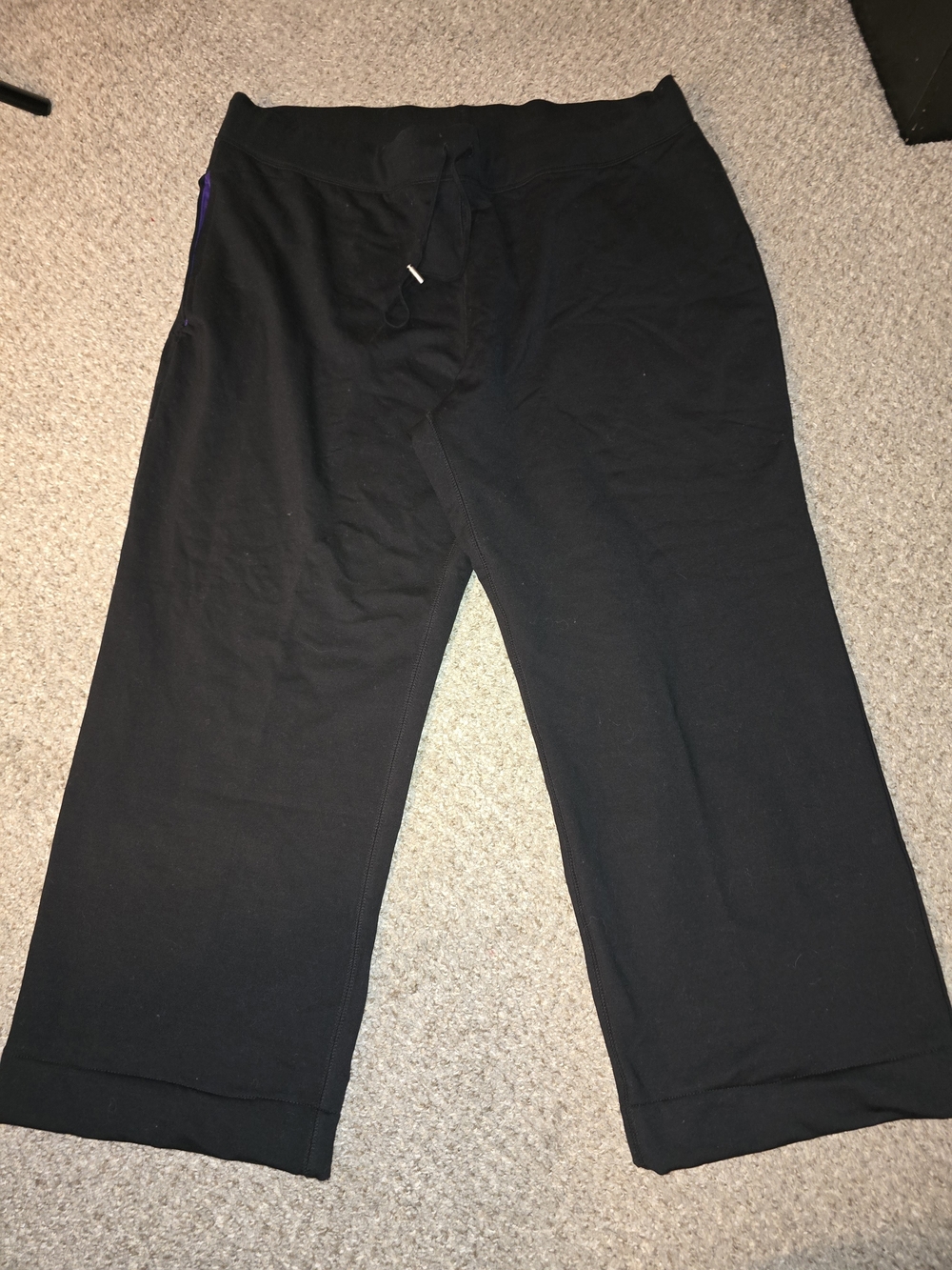 Talbots Cropped Wide Leg Soft Fleece Knit Black Casual Pants Size 2x